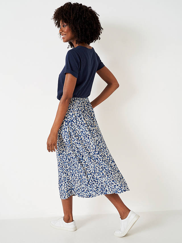 Crew Clothing Amber Floral Print Skirt, Blue/Multi