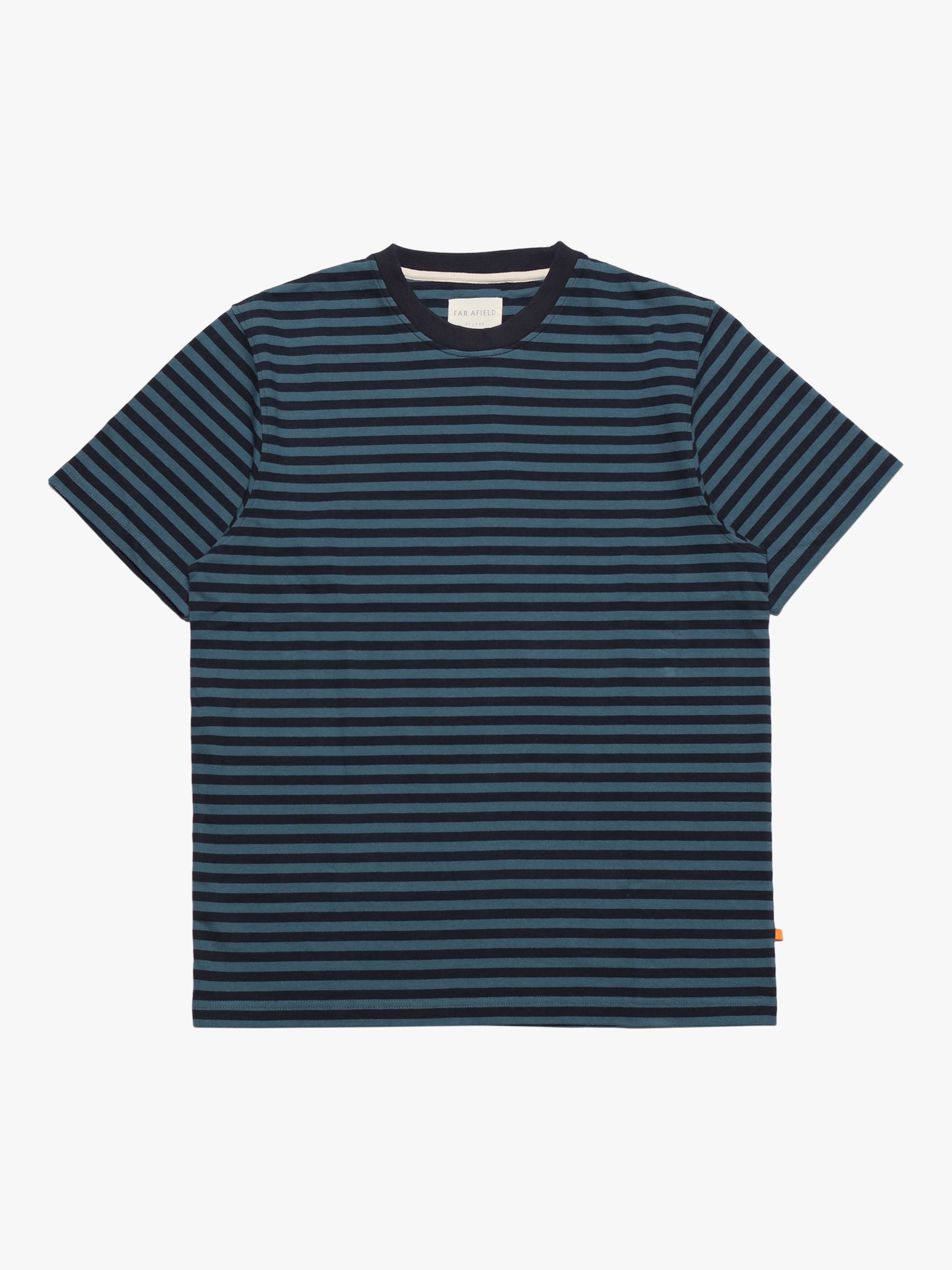 Far Afield Breton Crew T-Shirt, Blue/Multi at John Lewis & Partners