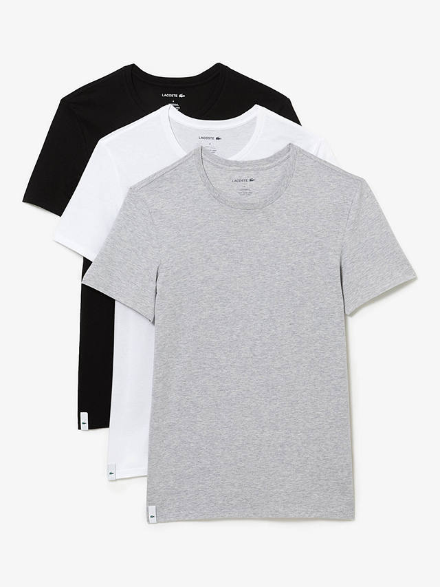Lacoste Crew Neck Slim T-Shirts, Pack of 3, Black/White/Grey