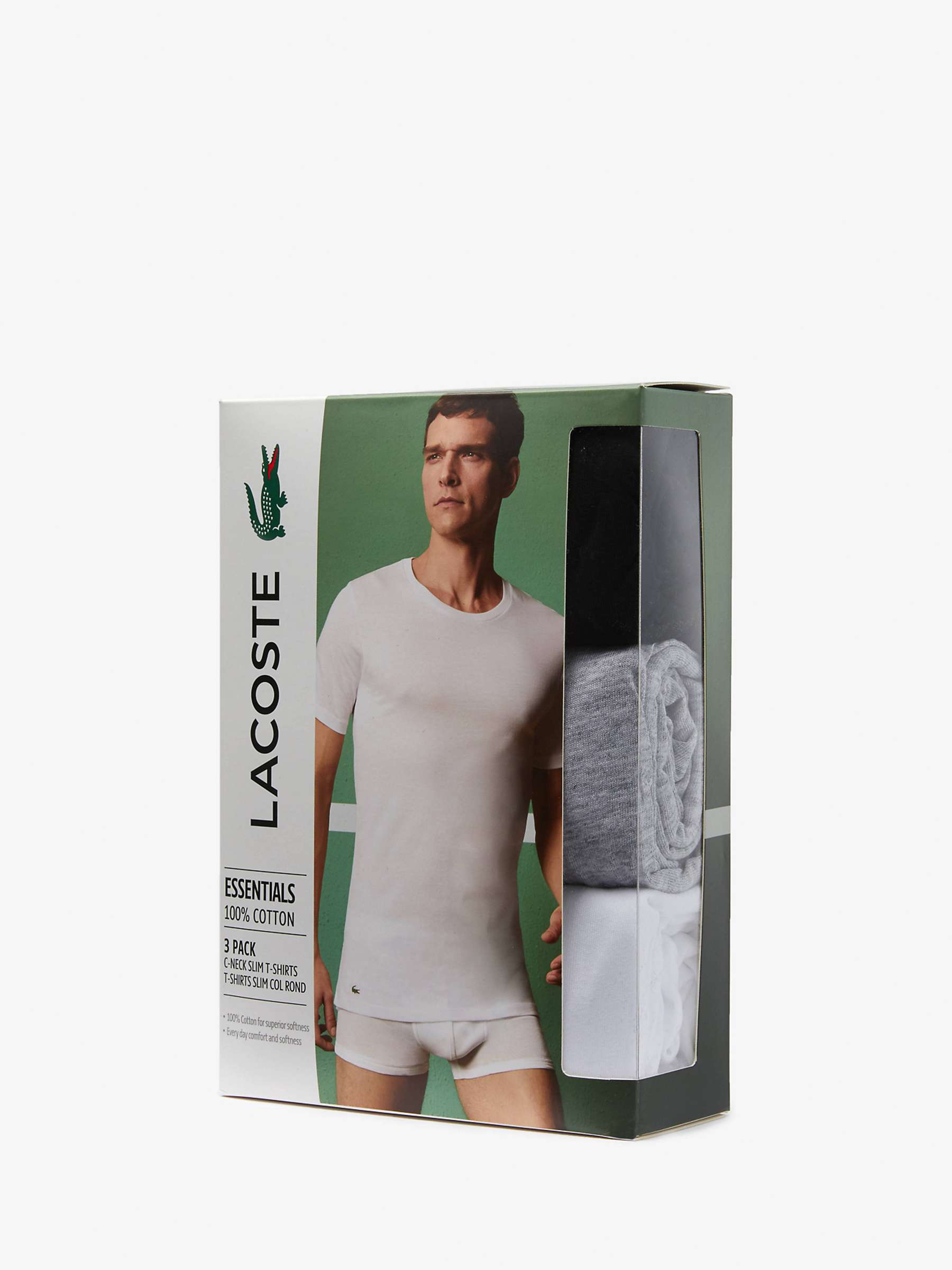 Buy Lacoste Crew Neck Slim T-Shirts, Pack of 3 Online at johnlewis.com