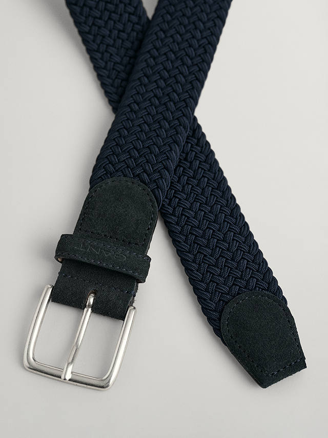 GANT Braid Leather Belt, Navy