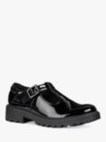 Geox Kids' Casey Patent T-Bar School Shoes, Black