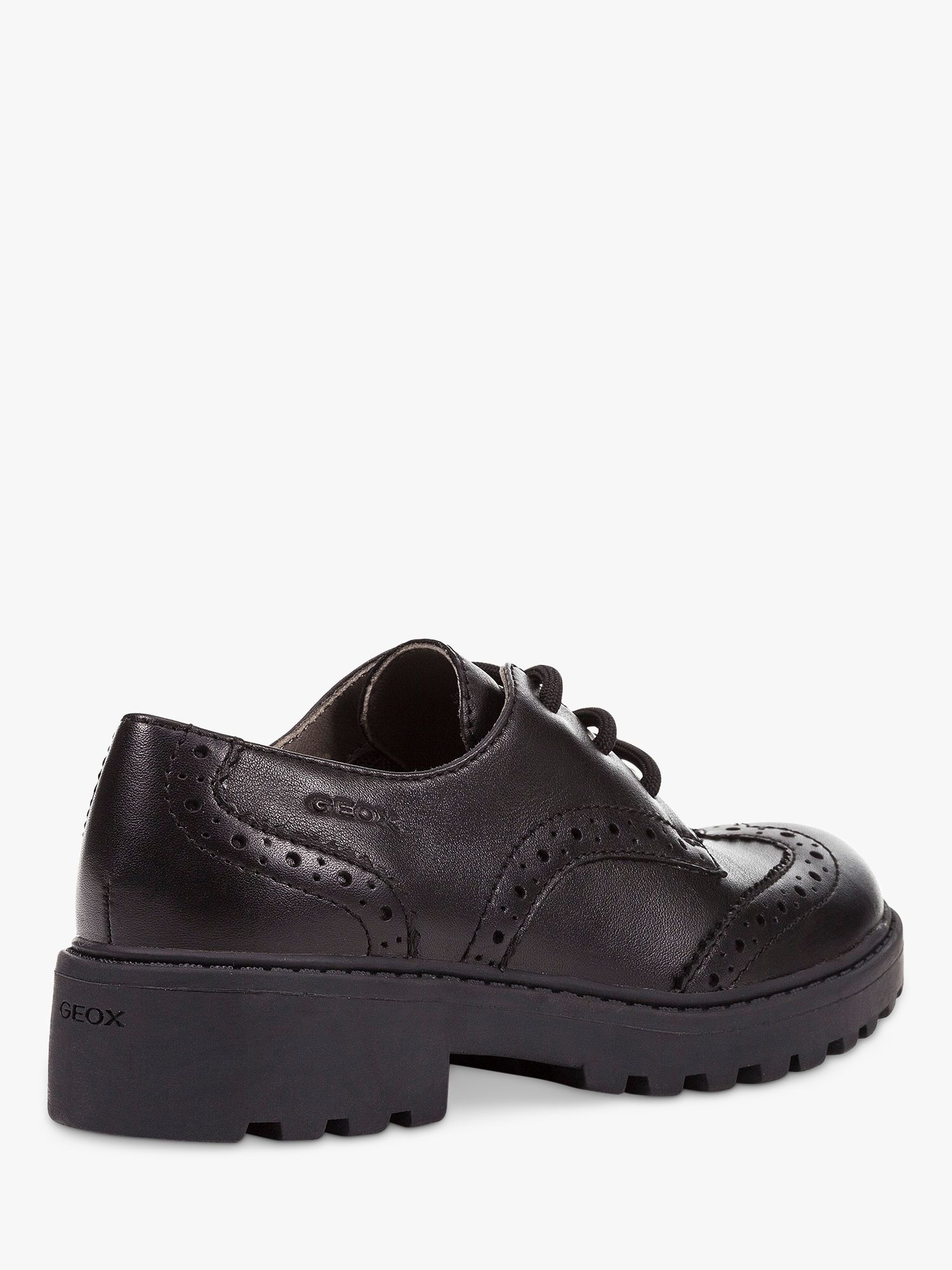 Geox Kids' Casey Lace Up Brogue School Shoes, Black, 38