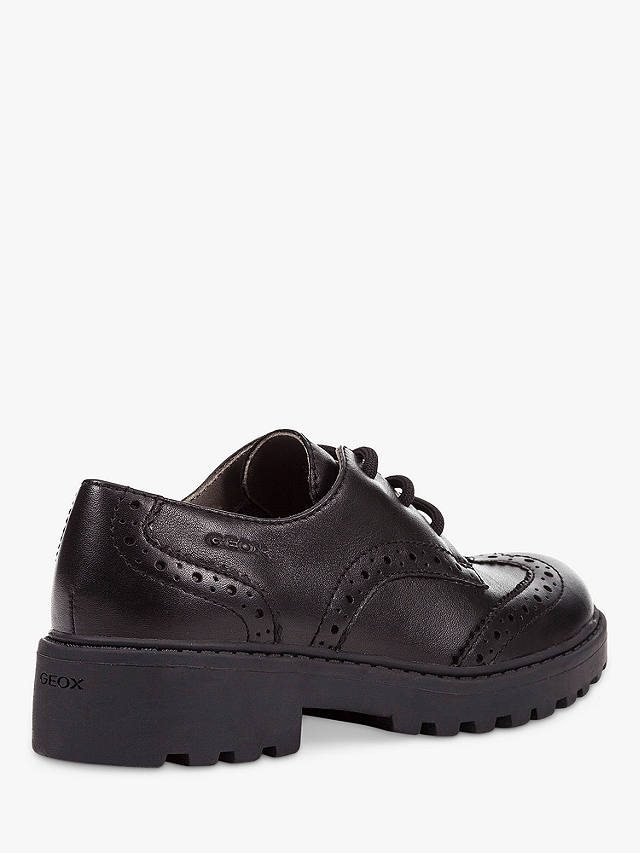 Geox Kids' Casey Lace Up Brogue School Shoes, Black
