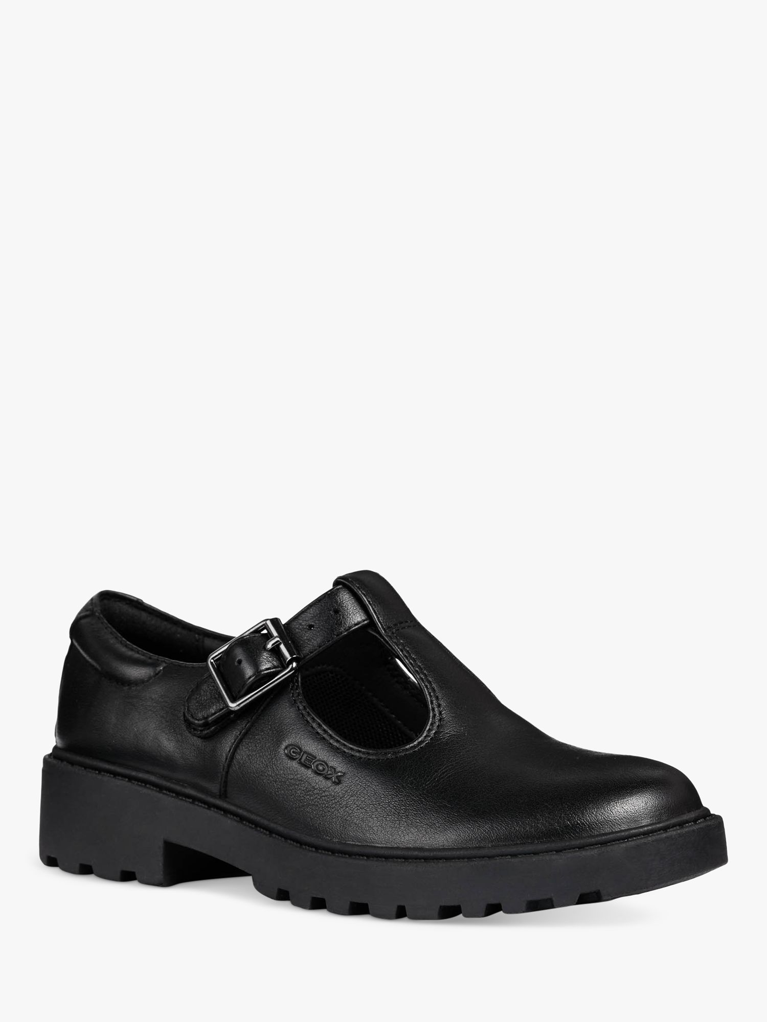 Geox Kids' Casey T-Bar School Shoes, Black, 38