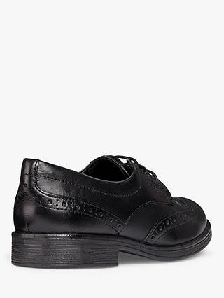 Geox Kids' Agata Leather Brogue School Shoes, Black
