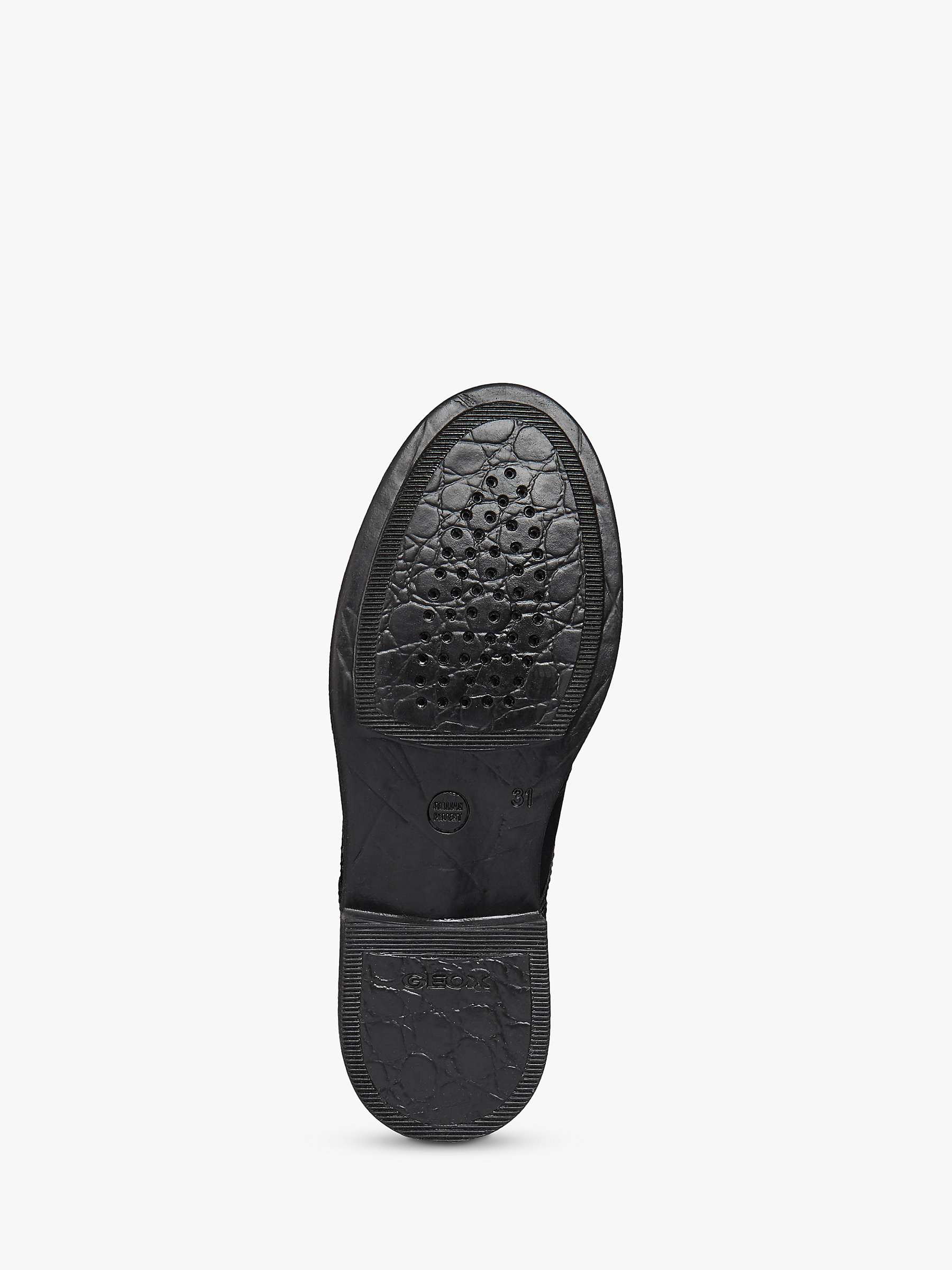 Buy Geox Kids' Agata Leather Brogue School Shoes, Black Online at johnlewis.com