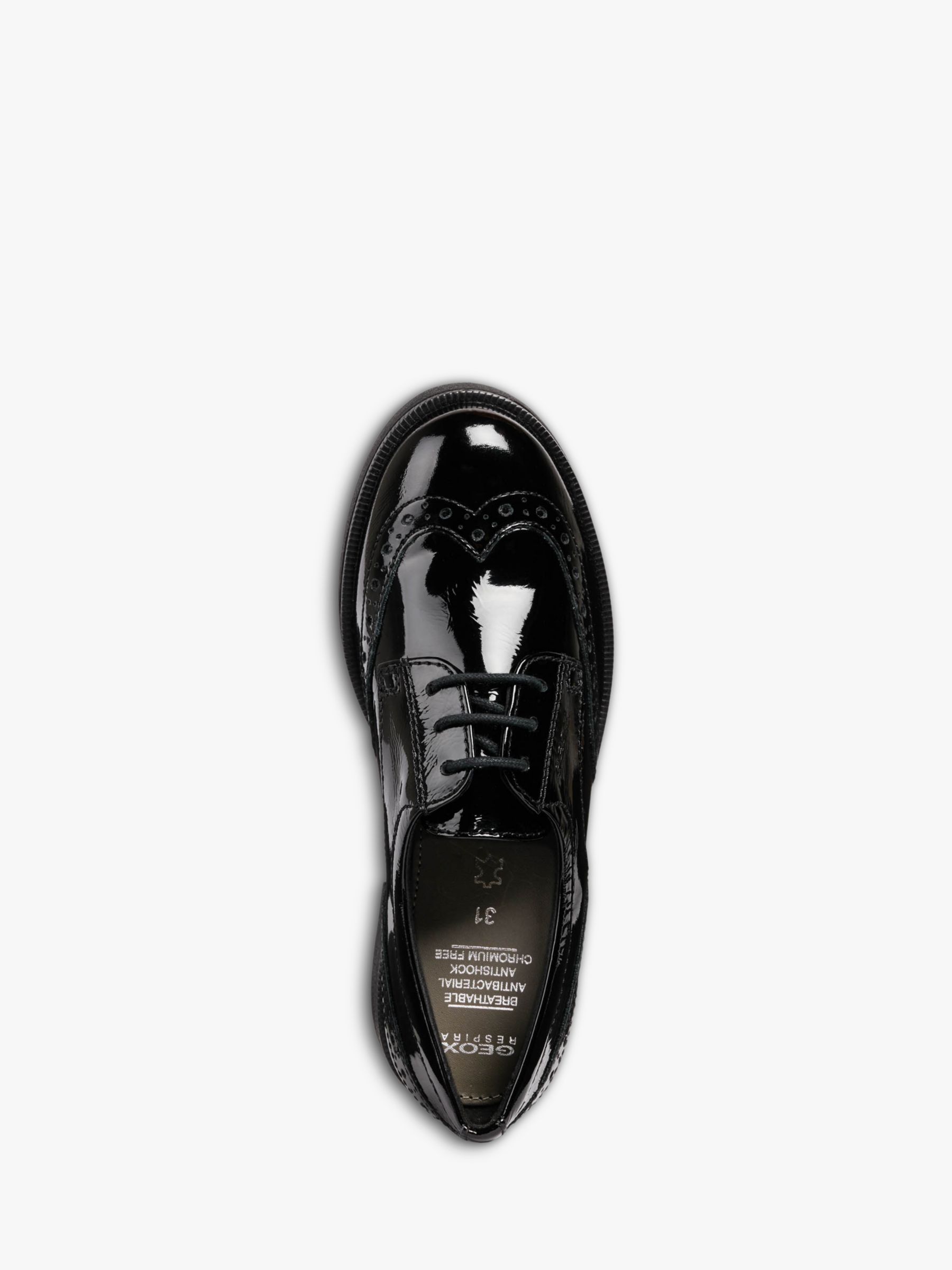 Geox Kids' Agata Lace-Up Brogue School Shoes, Black, 41
