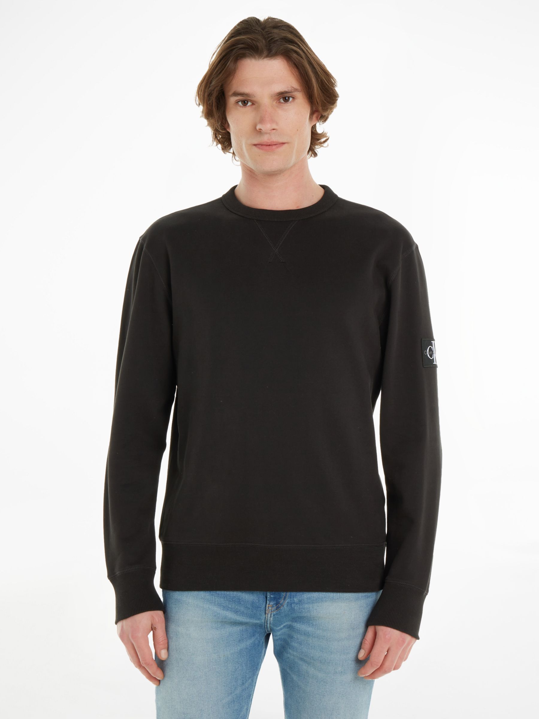 Calvin Klein Monologo Sweatshirt, Black at John Lewis & Partners