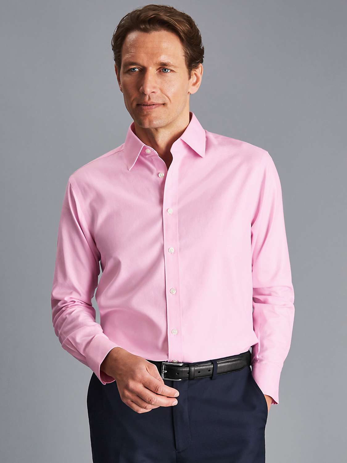 Charles Tyrwhitt Non-Iron Twill Shirt, Pink at John Lewis & Partners