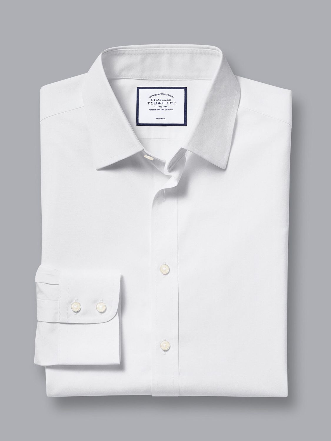 Charles Tyrwhitt Non-Iron Cotton Poplin Shirt, White, 16 34