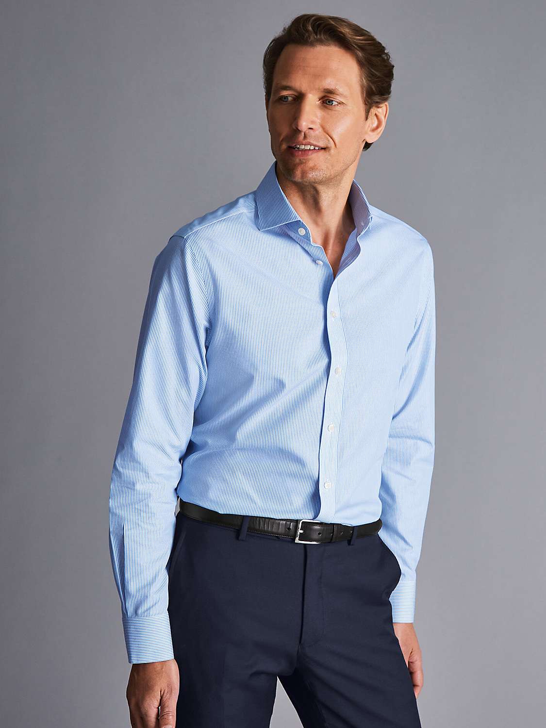 Buy Charles Tyrwhitt Non-Iron Bengal Stripe Shirt, Sky Blue Online at johnlewis.com