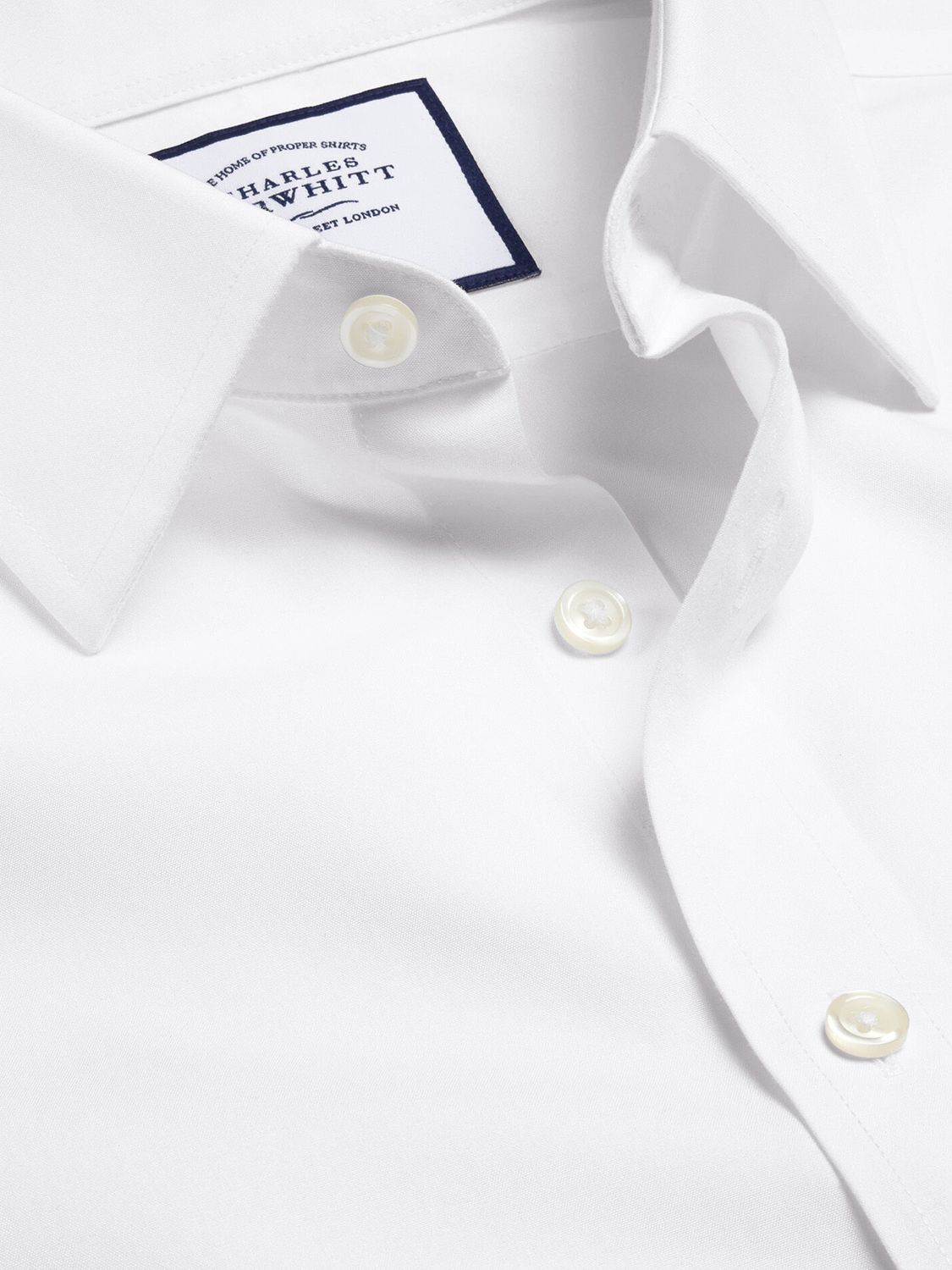 Charles Tyrwhitt Non-Iron Poplin Short-Sleeve Shirt, White, 14.5