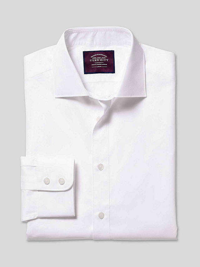 Charles Tyrwhitt Semi-Cutaway Collar Luxury Twill Shirt, White