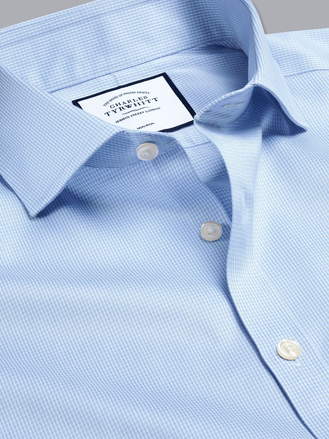 Charles Tyrwhitt Cutaway Collar Non-Iron Puppytooth Slim Fit Shirt, Sky Blue, 16 33