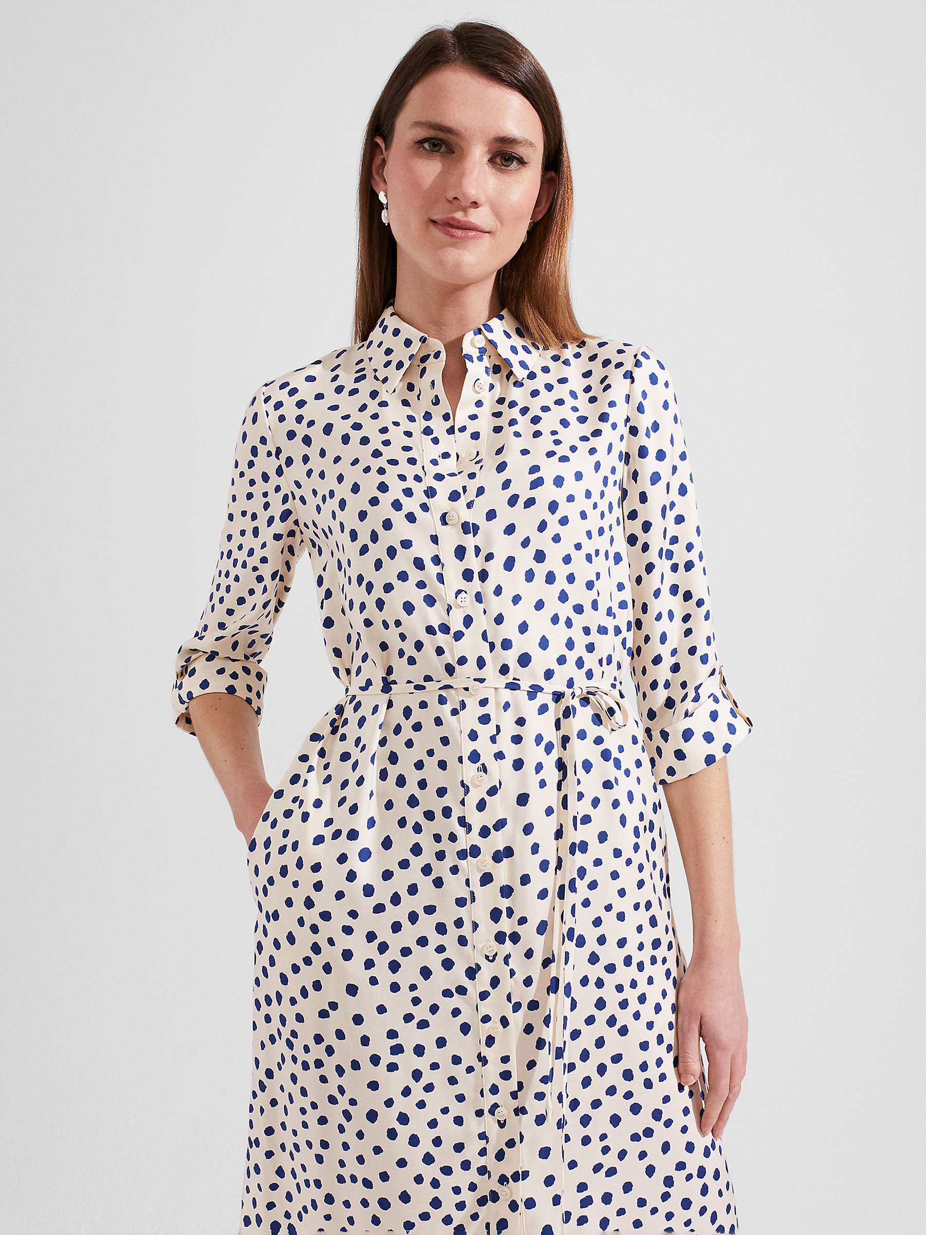 Buy Hobbs Cali Abstract Spot Shirt Dress, Ivory/Deep Blue Online at johnlewis.com