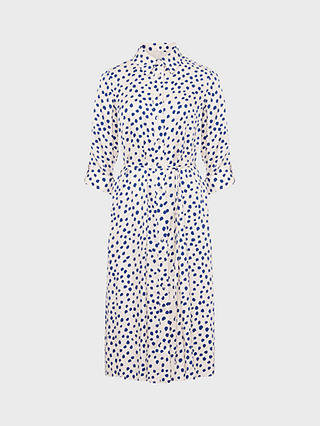 Hobbs Cali Abstract Spot Shirt Dress, Ivory/Deep Blue