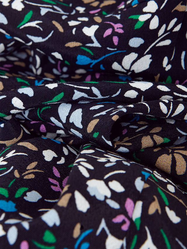 Hobbs Frida Floral Print Frill Sleeve Dress, Navy/Multi