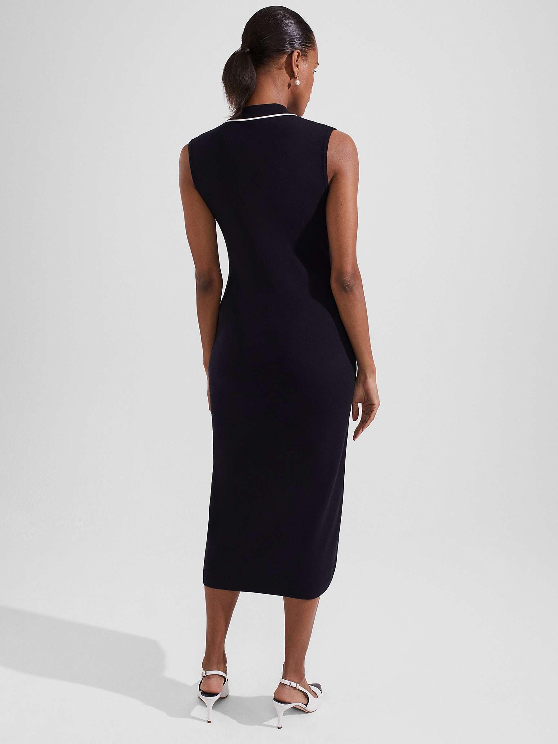 Buy Hobbs Payton Knitted Midi Dress, Navy/Ivory Online at johnlewis.com