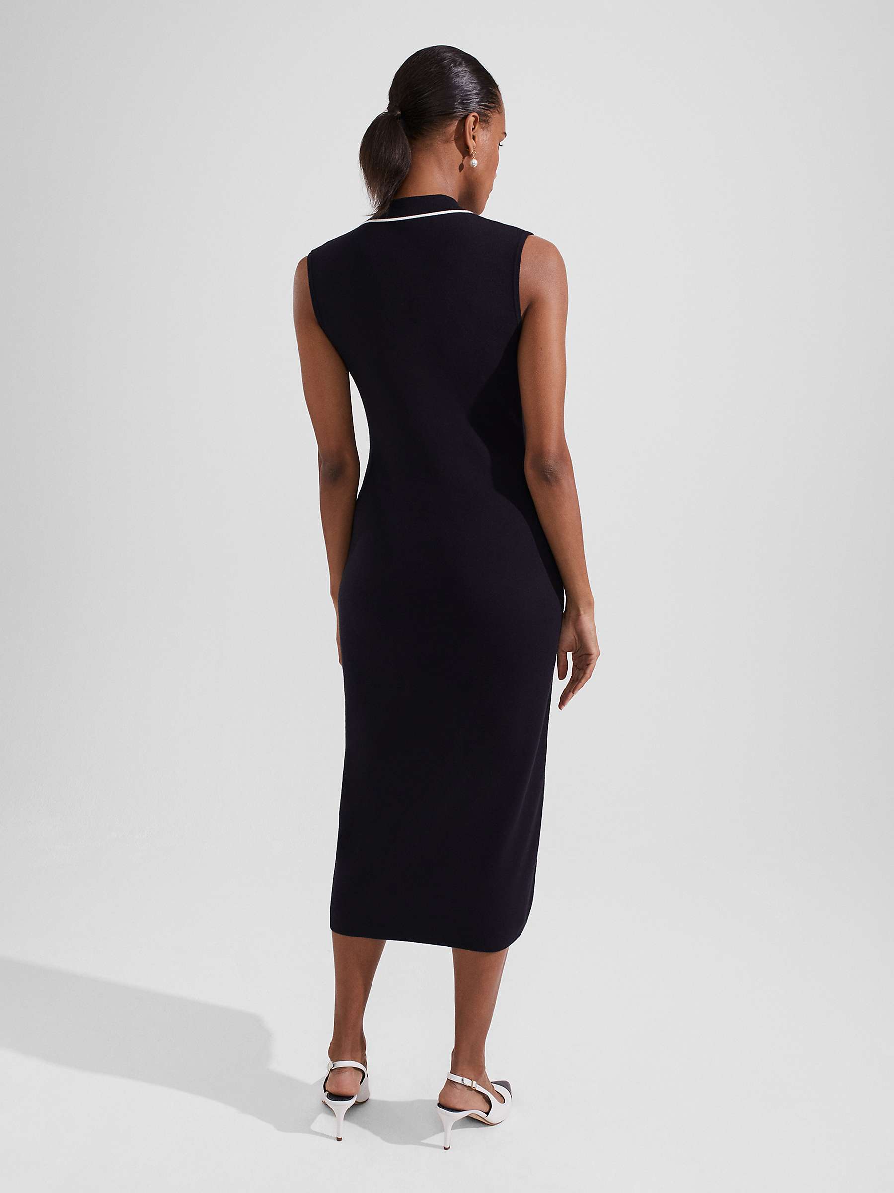 Buy Hobbs Payton Knitted Midi Dress, Navy/Ivory Online at johnlewis.com