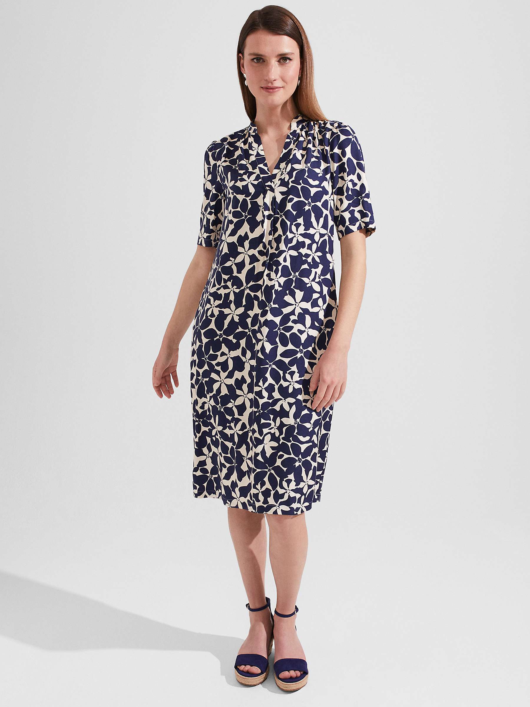 Buy Hobbs Lucille Abstract Print Tunic Dress, Navy/Cream Online at johnlewis.com