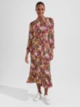 Hobbs Camellia Abstract Print Midi Dress, Multi, Multi