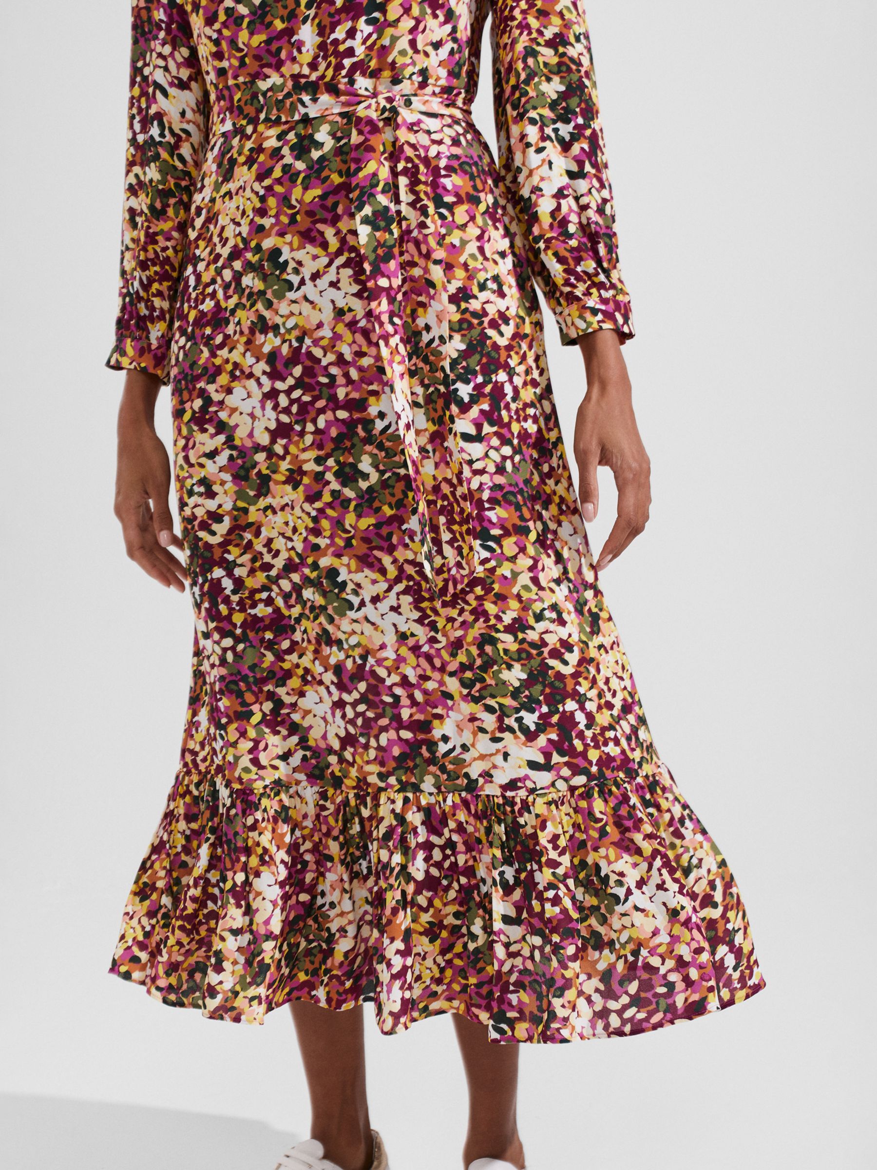 Hobbs Camellia Abstract Print Midi Dress, Multi at John Lewis & Partners