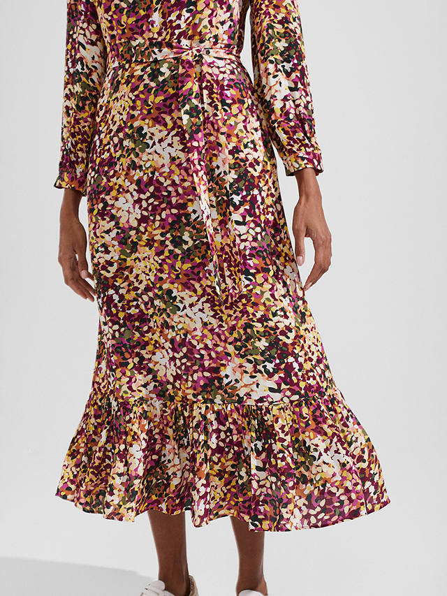 Hobbs Camellia Abstract Print Midi Dress, Multi