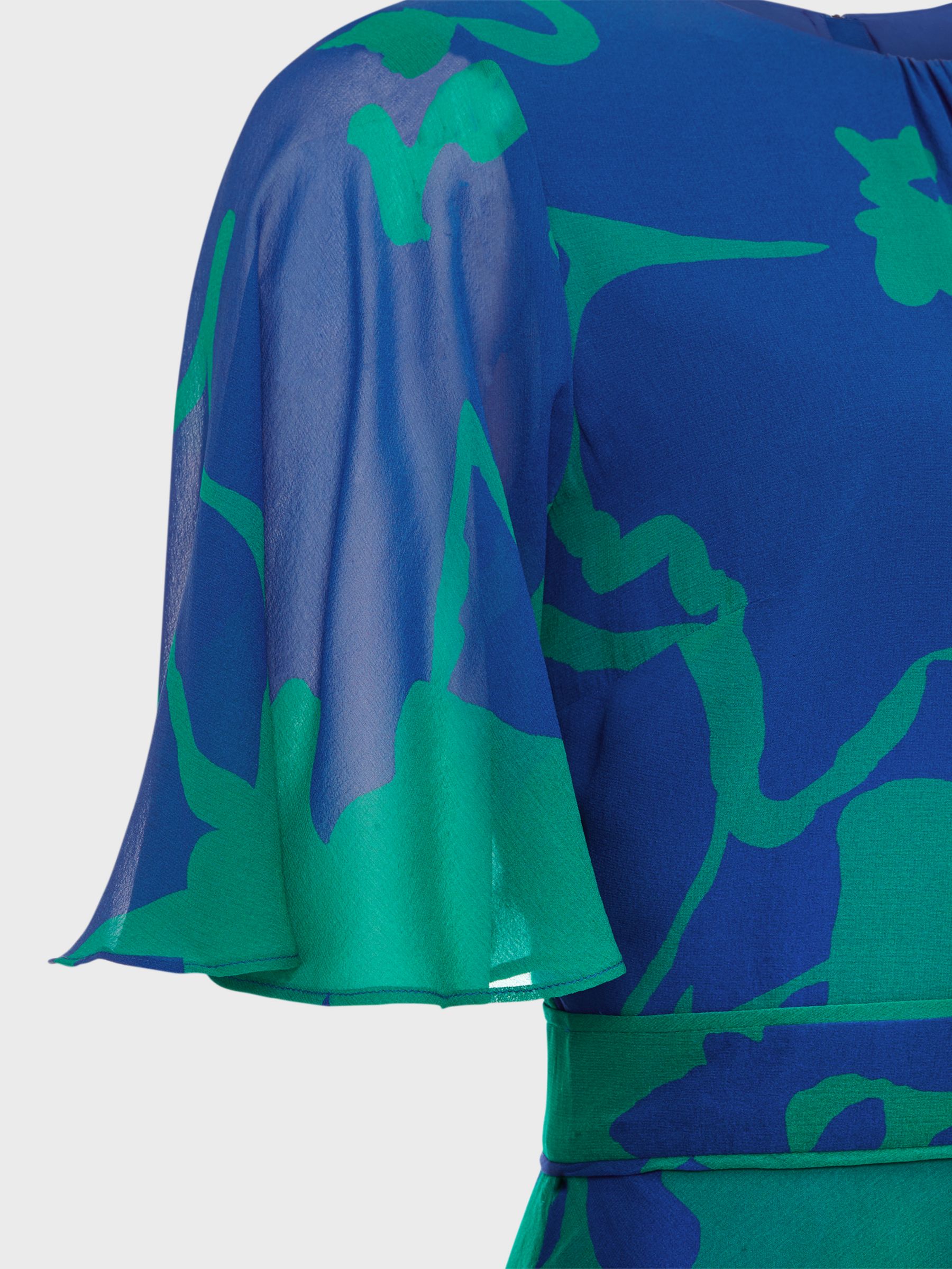 Hobbs Freya Abstract Print Silk Maxi Dress, Blue Green, 6