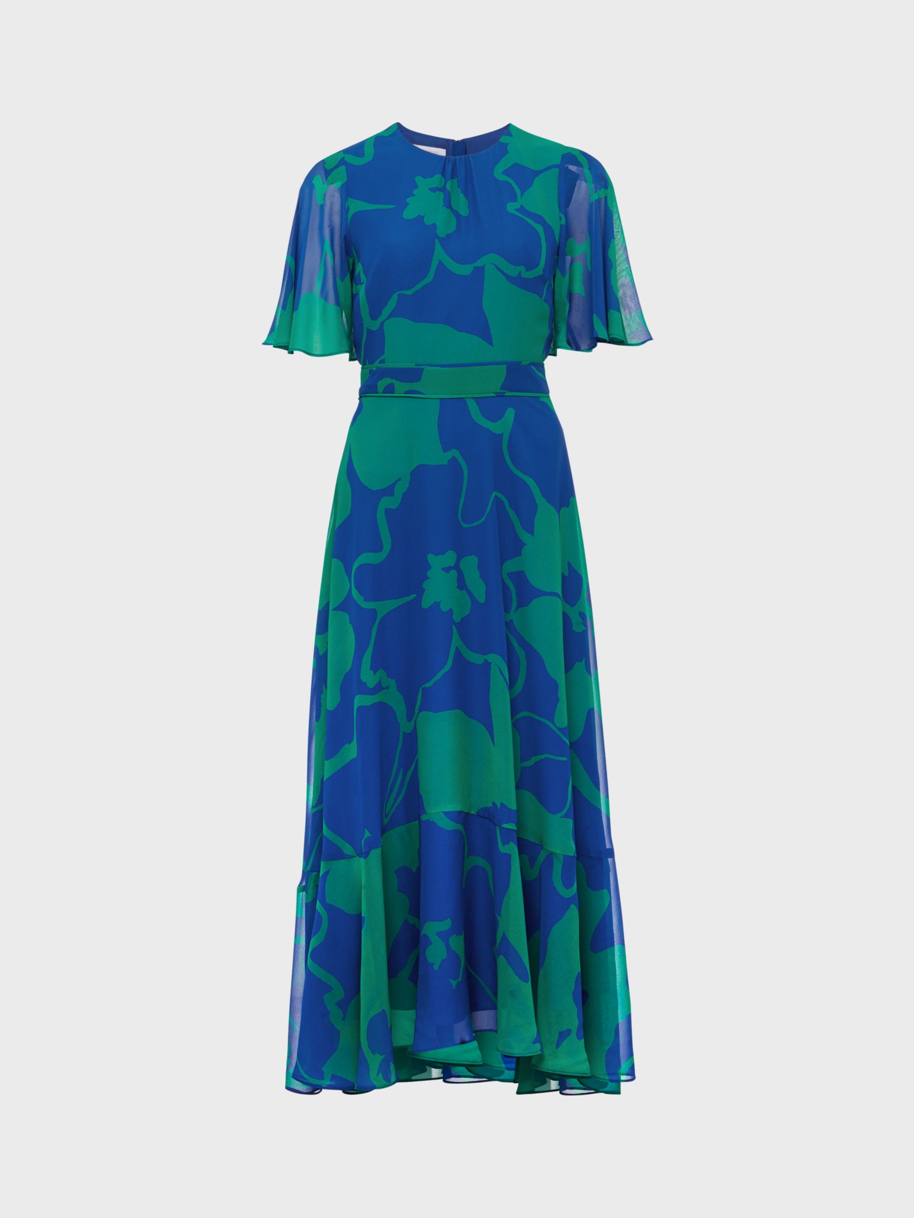 Buy Hobbs Freya Abstract Print Silk Maxi Dress, Blue/Green Online at johnlewis.com