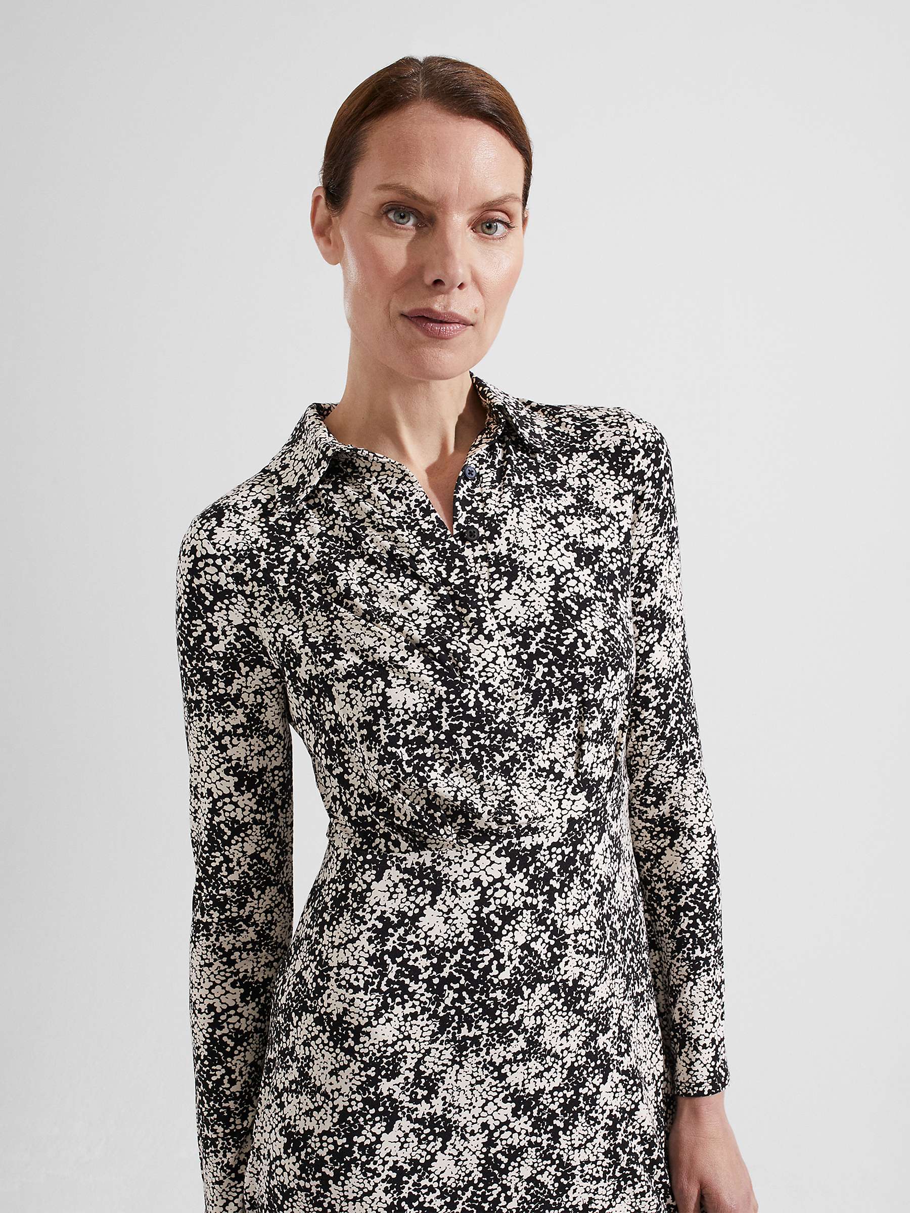 Buy Hobbs Sacha Abstract Print Midi Shirt Dress, Black/Cream Online at johnlewis.com