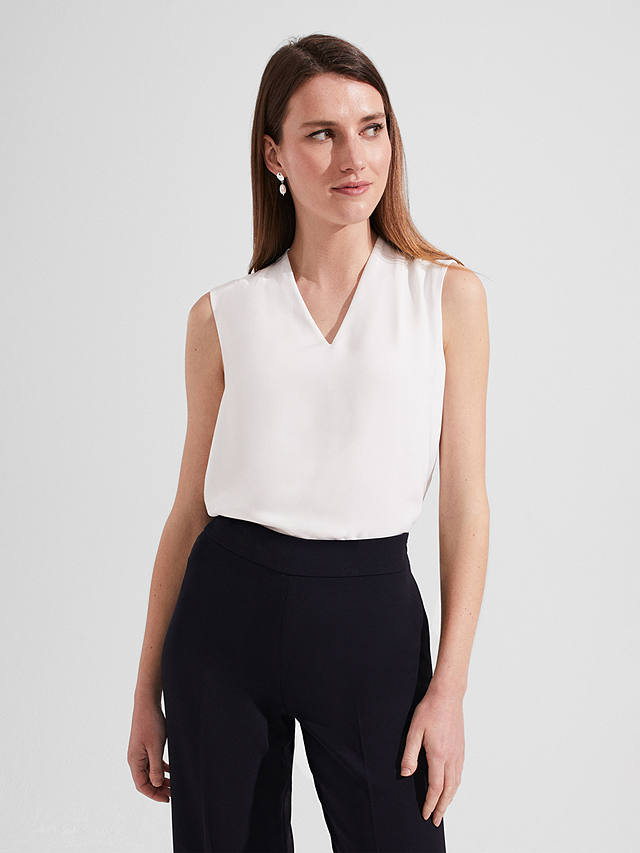 Hobbs Nina Sleeveless Chiffon Blouse, Ivory