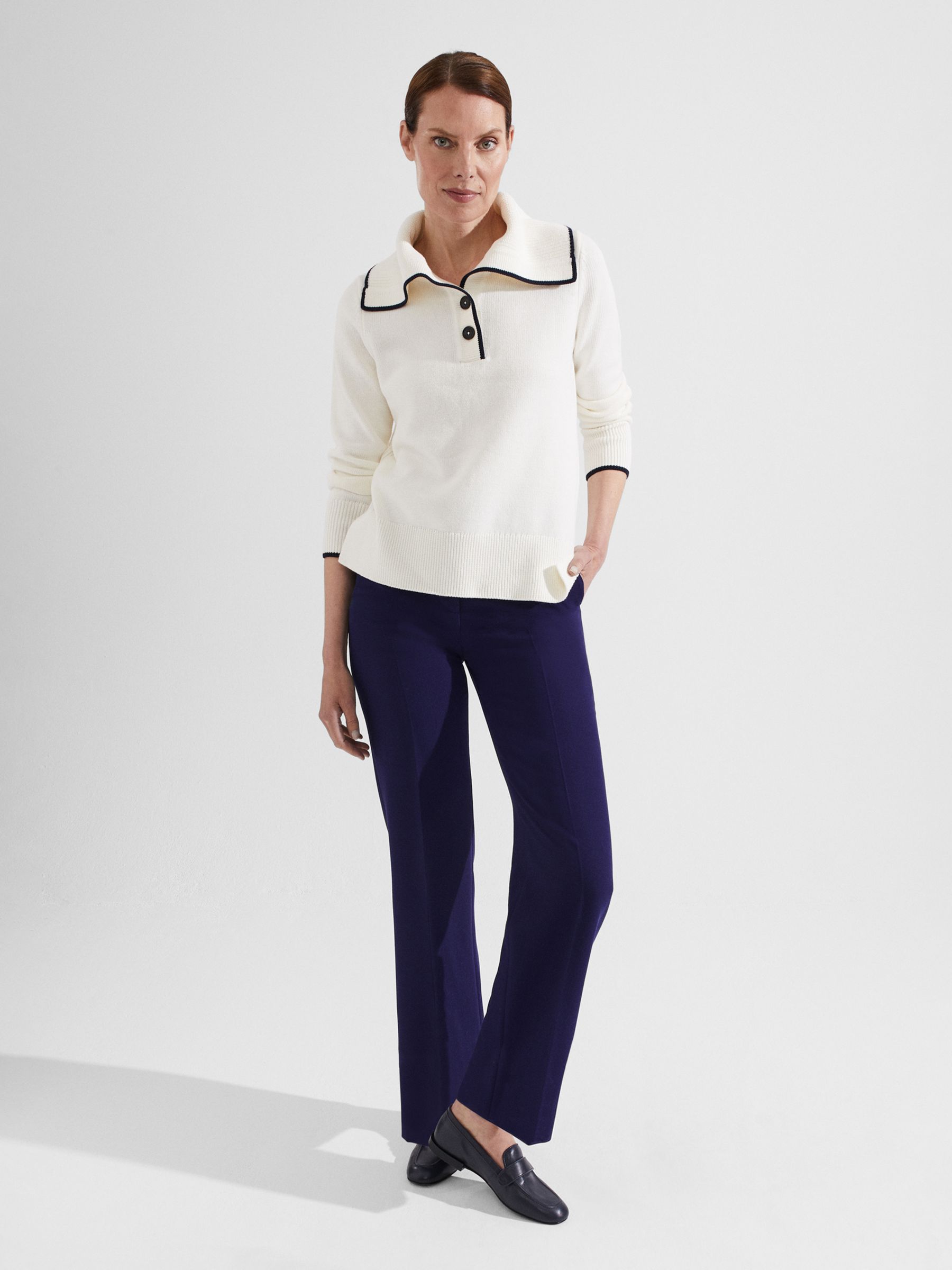 Hobbs Romy Straight Cut Ankle Grazer Trousers, Rich Navy Blue at