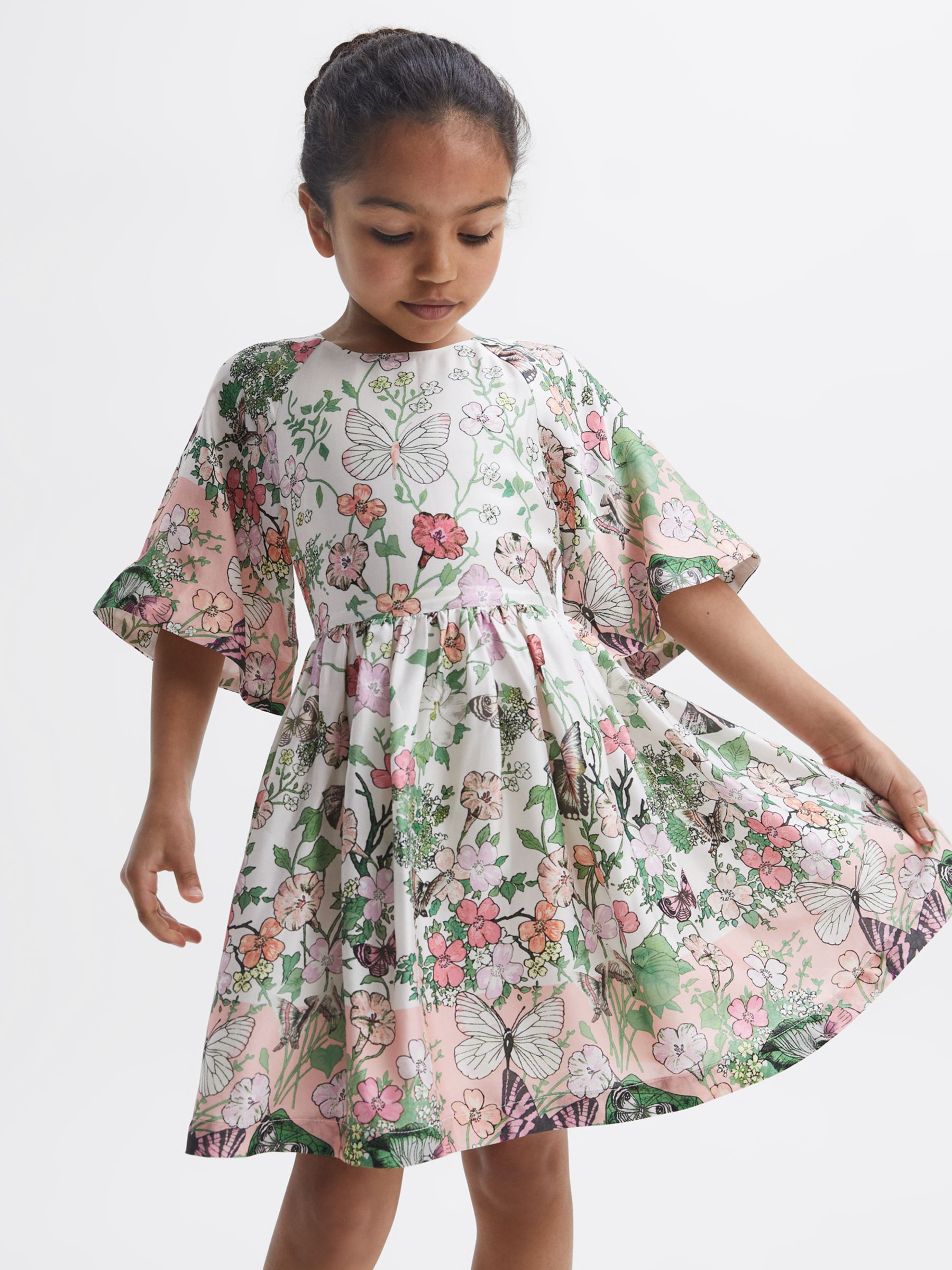 Reiss Kids' Marnie Printed Floaty Dress, Ivory at John Lewis & Partners