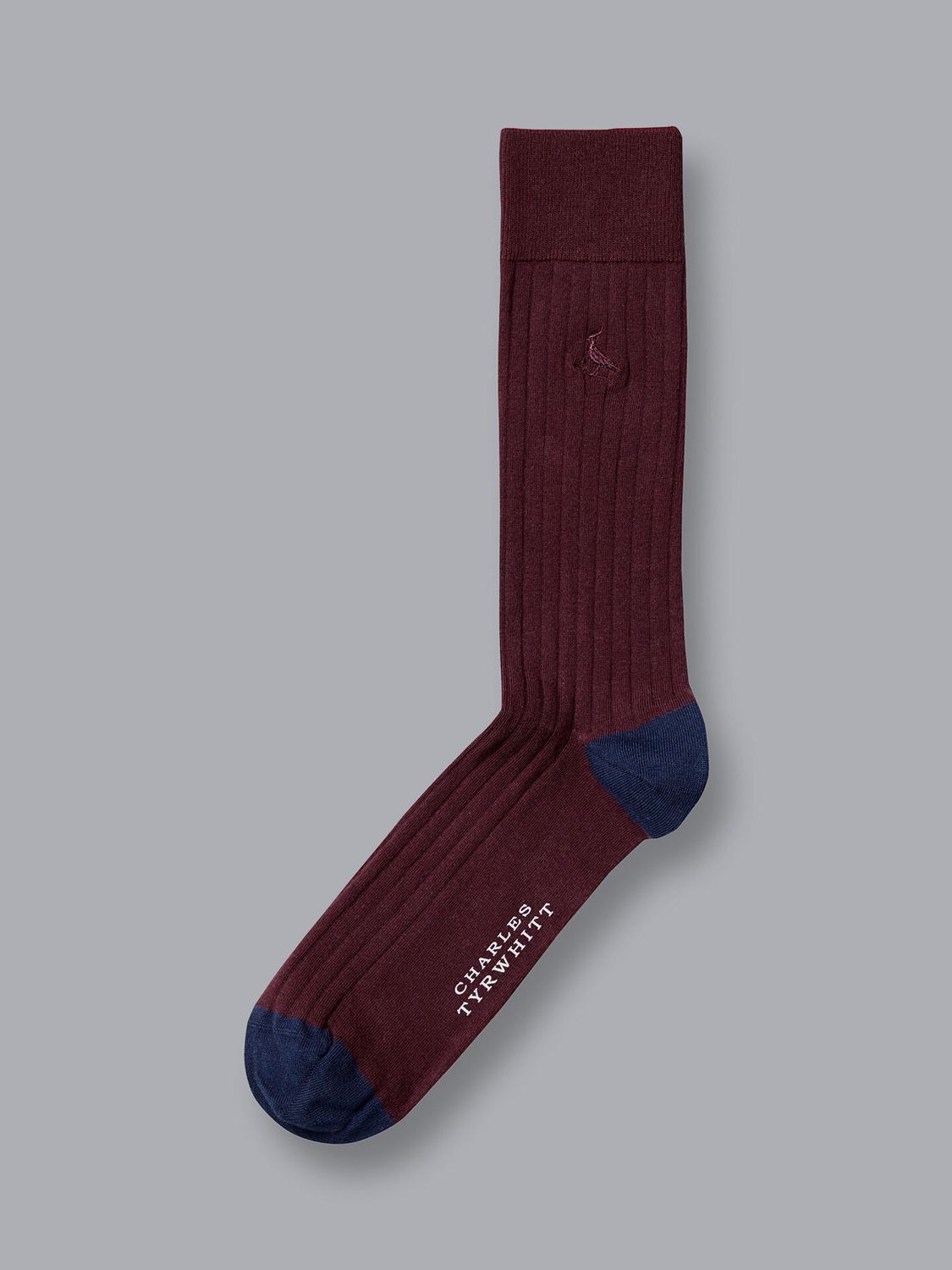 Charles Tyrwhitt Indigo Blue Cotton Rib Socks, Wine Red, M