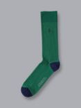 Charles Tyrwhitt Dark Green Cotton Rib Socks, Green