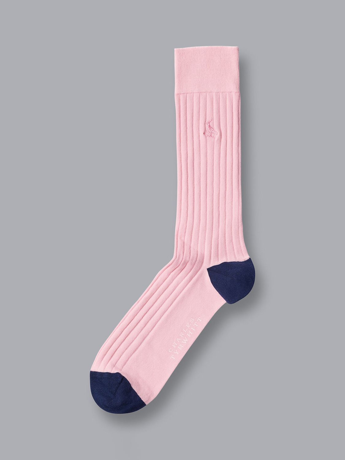 Charles Tyrwhitt Cotton Rib Socks, Light Pink at John Lewis & Partners