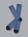 Charles Tyrwhitt Indigo Blue Cotton Rib Socks, Indigo Blue