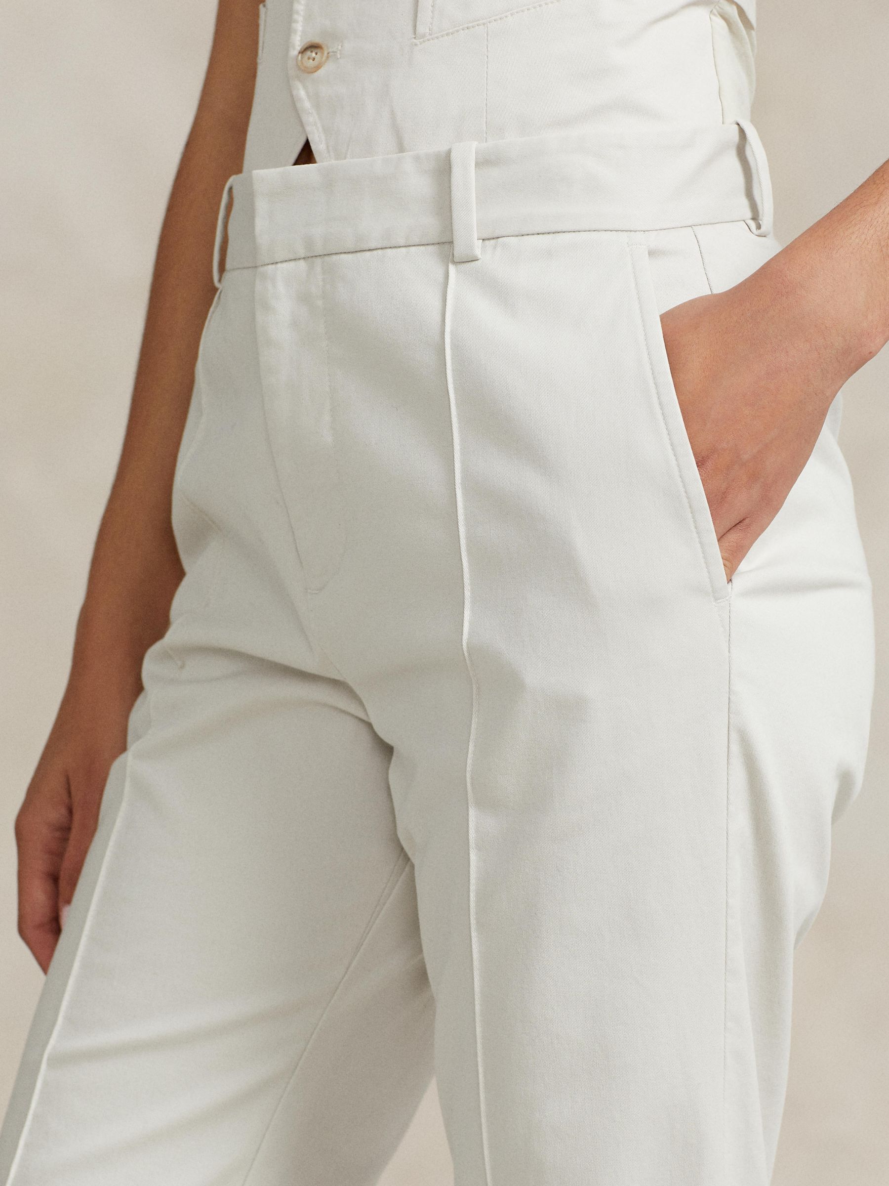Buy Polo Ralph Lauren Women White Pintucked Stretch Twill Flare Pant Online  - 909920