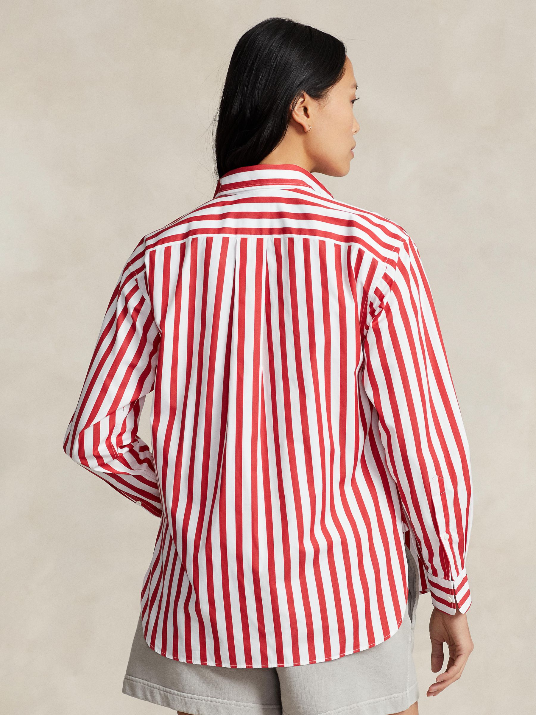 Polo Ralph Lauren Stripe Relaxed Fit Shirt, Red/White at John Lewis ...