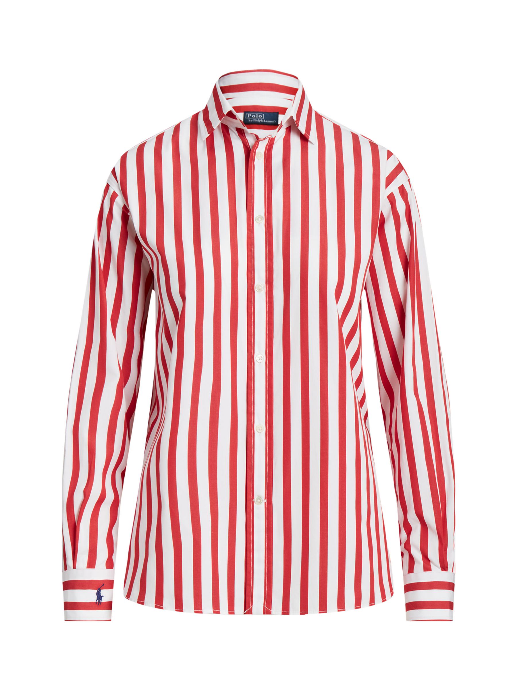 Polo Ralph Lauren Stripe Relaxed Fit Shirt, Red/White at John Lewis ...