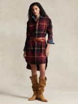 Polo Ralph Lauren Plaid Relaxed Fit Shirt Dress, Red/Multi