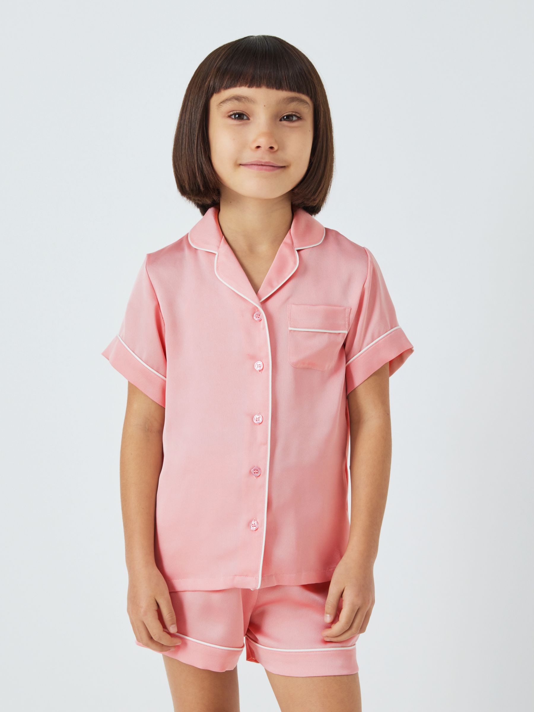 John Lewis Kids' Satin Shortie Pyjamas, Pink, 13 years