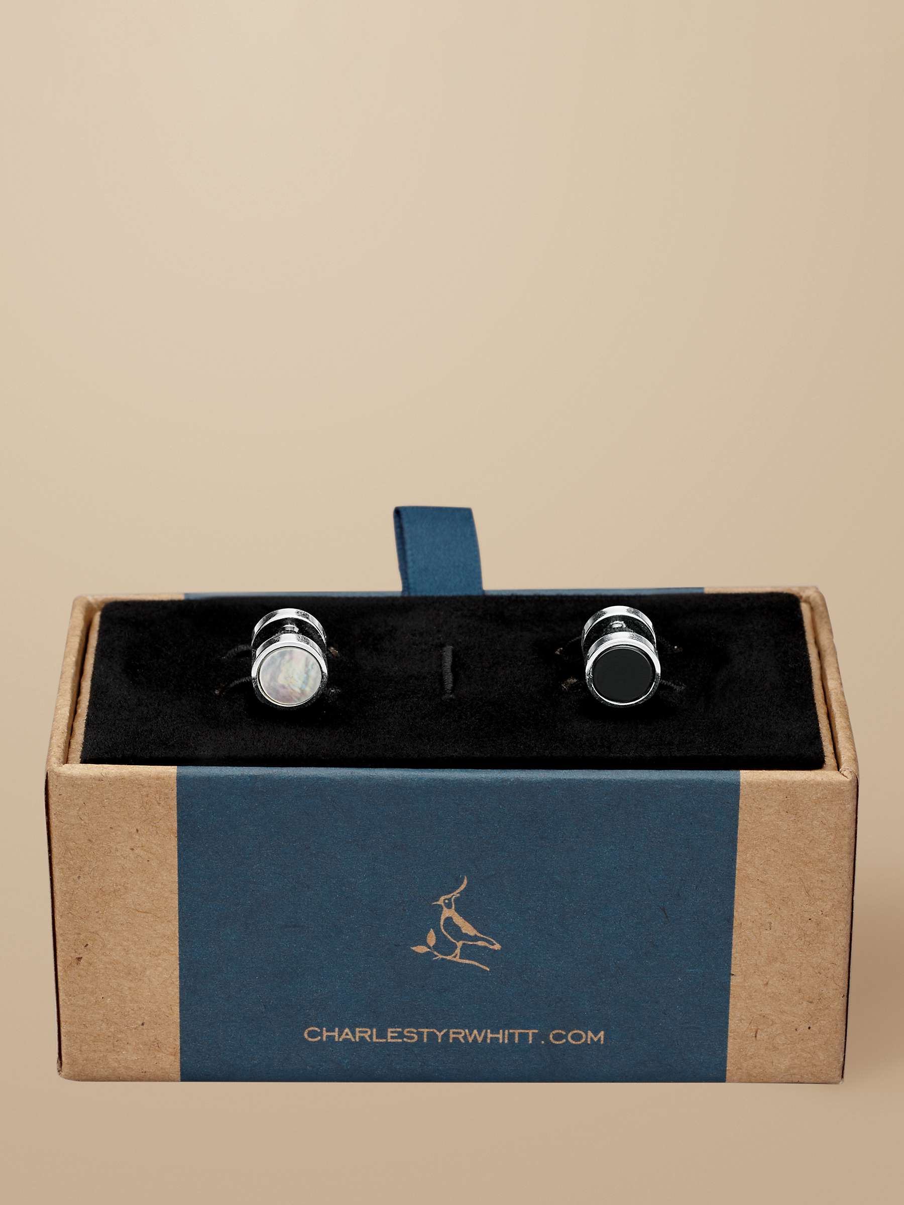 Buy Charles Tyrwhitt Mother of Pearl and Onyx Evening Studs, Silver Grey Online at johnlewis.com