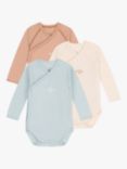 Petit Bateau Baby Long Sleeve Logo Wrapover Bodysuits, Pack of 3, Multi