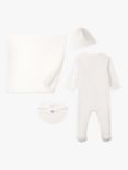Petit Bateau Baby Sleepsuit, Bonnet, Bib & Blanket Gift Set, White