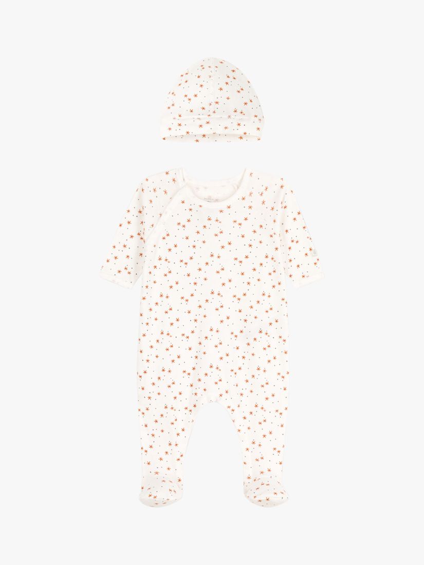Petit Bateau Baby Star Print Sleepsuit, Bonnet & Blanket Gift Set, Multi, Newborn