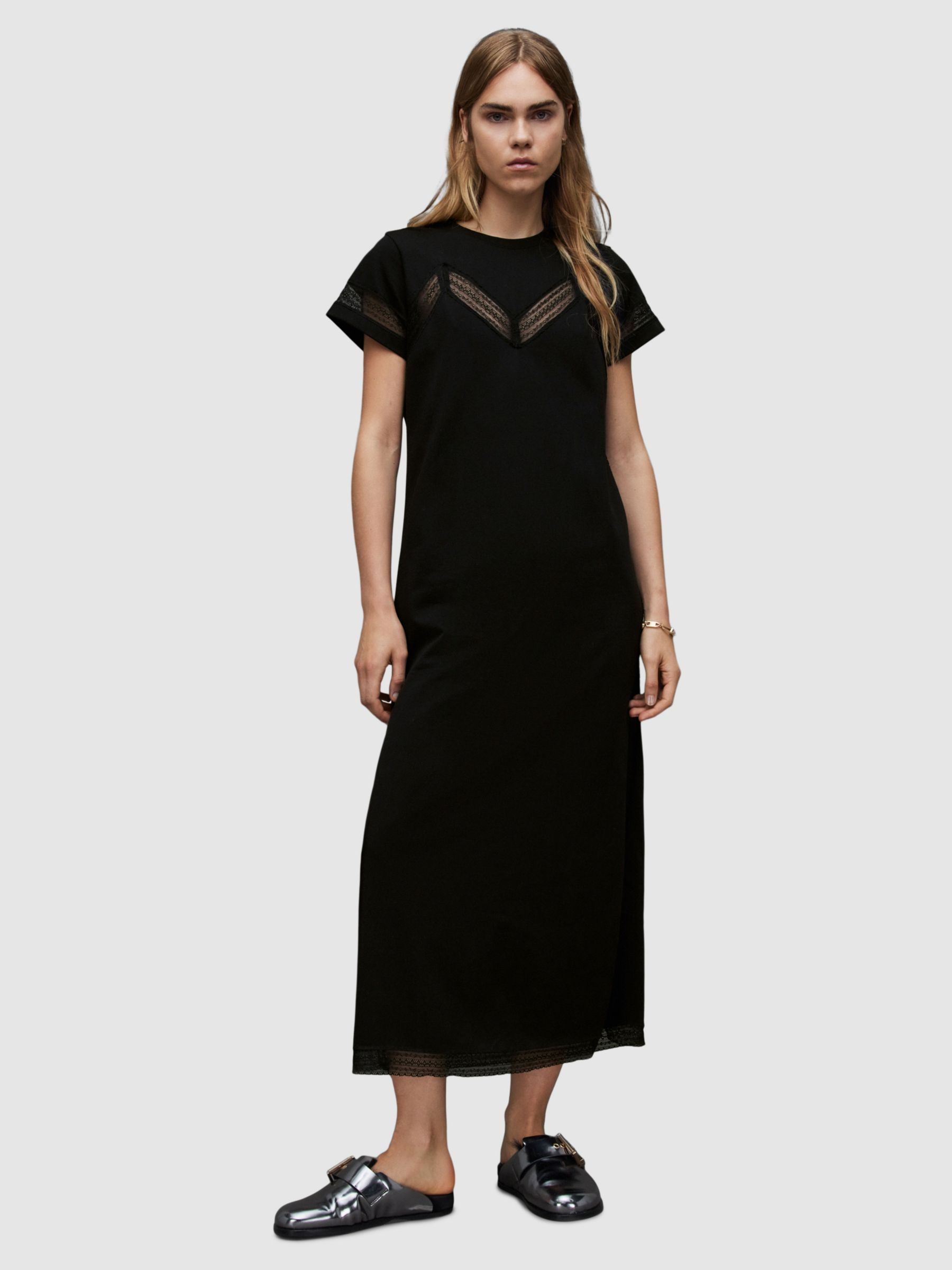 AllSaints Anna Lace Maxi Dress, Black at John Lewis & Partners