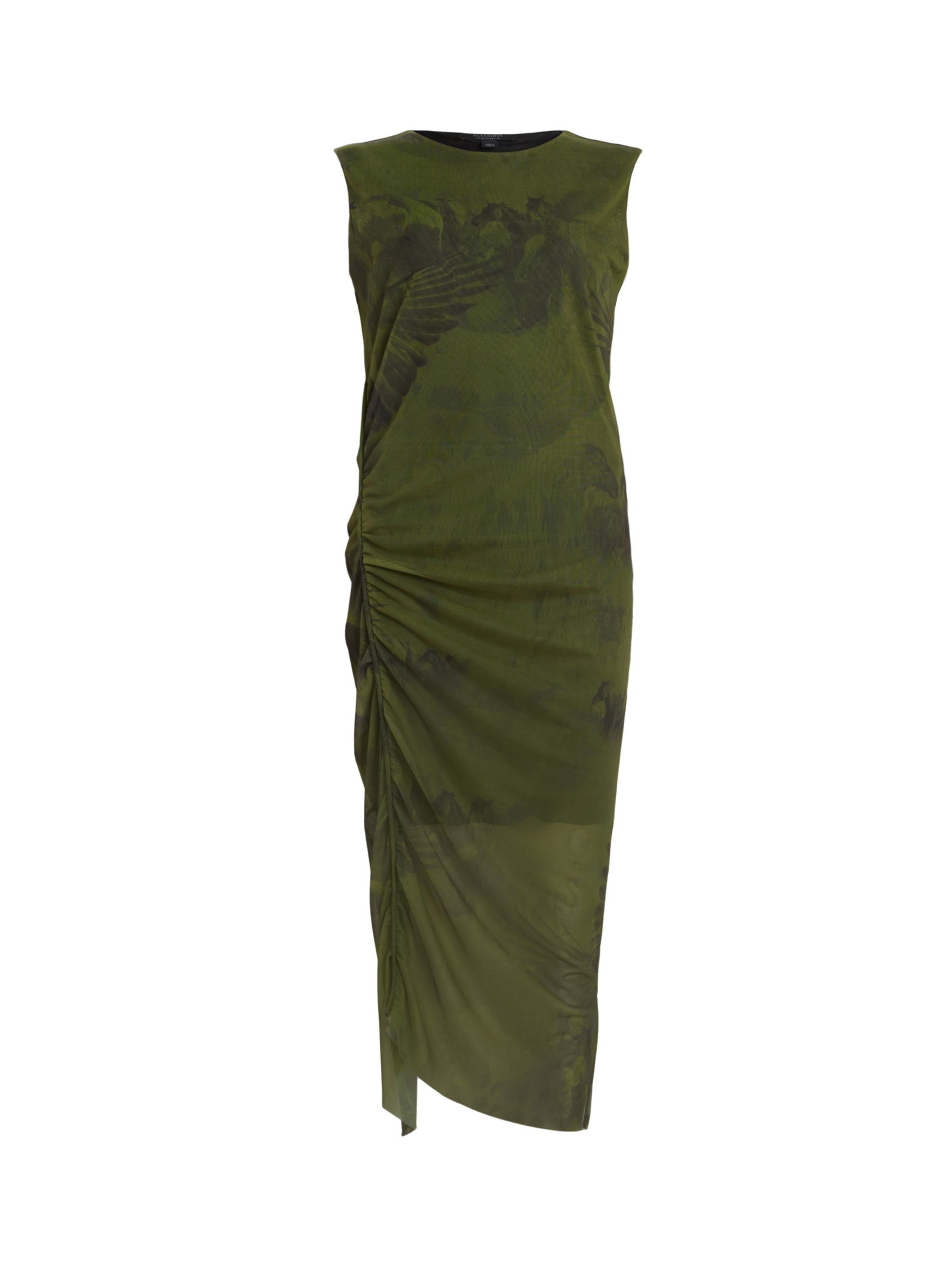 AllSaints Nora Colca Dress, Olive Green, 6