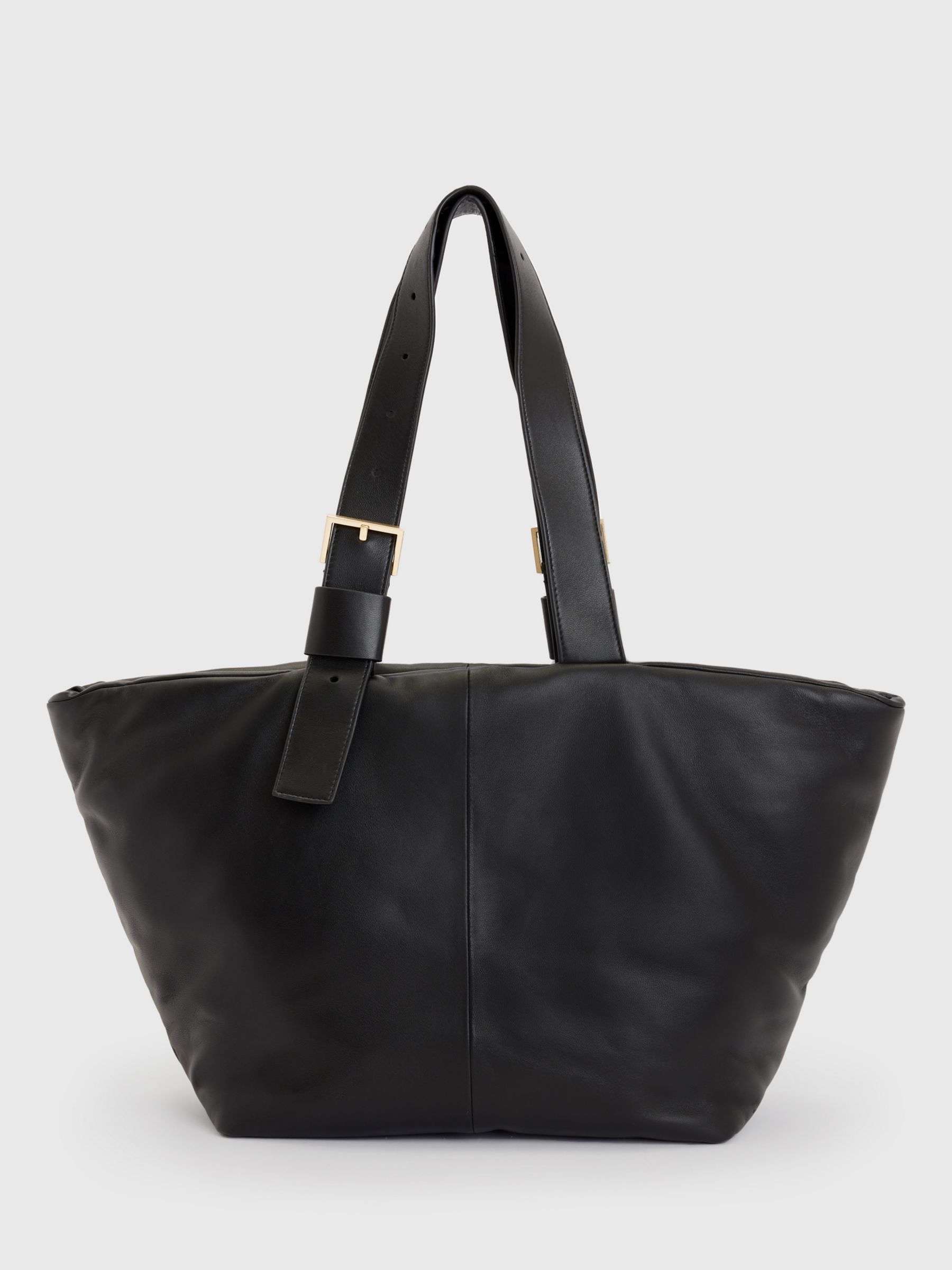 AllSaints Aika East to West Leather Tote Bag, Black at John Lewis ...